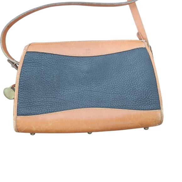 Vintage 90s Dooney & Bourke Black and Tan Leather Crossbody Bag Purse - Picture 3 of 9